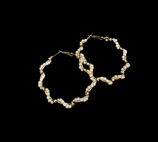 Pearl Wave Hoops