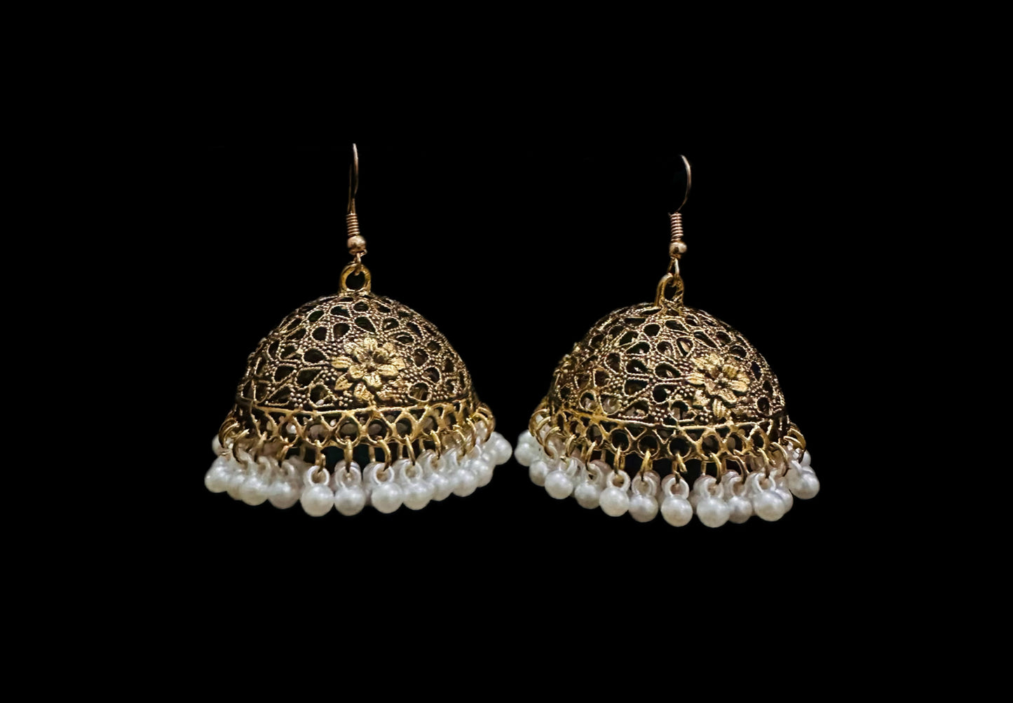 Pearl Halo Jhumkas